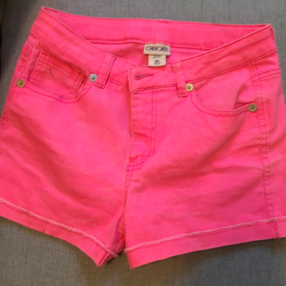 Hot pink jean shorts